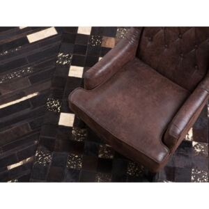 Beliani Hnědozlatý patchwork kožený koberec 160x230 cm - BANDIRMA