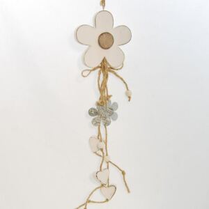 DEKORACEASTYL Dřevěná dekorační kytka s kytičkami a srdíčky AD162344
