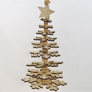 DEKORACEASTYL Dřevěný vánoční stromeček krémový na pověšení AD156913B