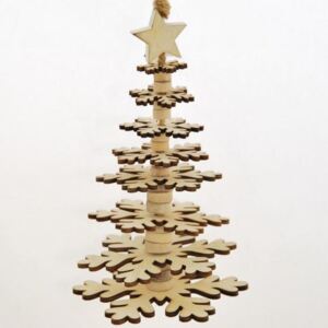 DEKORACEASTYL Dřevěný vánoční stromeček krémový AD156914B