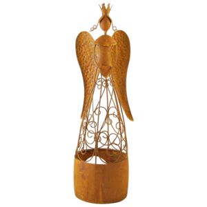 DEKORACEASTYL Rezavý kovový anděl na čajovou svíčku střední SA1843013-17-8