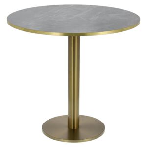 Stůl kulatý Corby 80cm HPL tmavý mramor, zlatý okraj