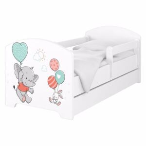 Dětská postel Sloník Bílá 140x70 cm - 2x krátká zábrana bez šuplíku