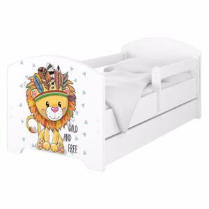 Dětská postel Lvíček Bílá 140x70 cm - 2x krátká zábrana bez šuplíku