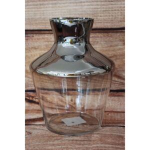 Skleněná váza - stříbrná (p. 7,5cm, v. 26cm) moderní stylu