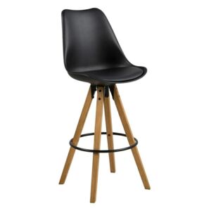 Barová židle Dima černá, ekokůže - nohy dub