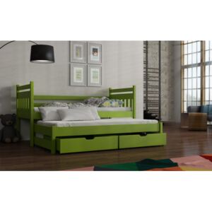 Dětská postel s přistýlkou a šuplíky 90x200 DEBRA - zelená