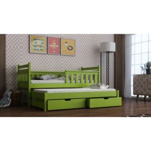 Dětská postel s přistýlkou 90x190 MATYLDA - zelená