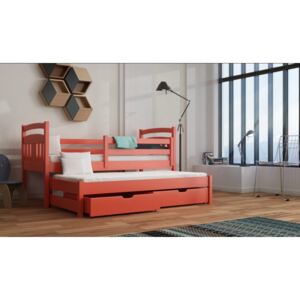 Dětská postel se šuplíky 90x200 AMORIM - oranžová