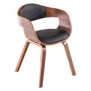 Jídelní židle s čalouněním v černé ekokůži s dřevěnou konstrukcí v dekoru ořech SET 2 ks DO055 POSLEDNÍ KUS NA SKLADĚ