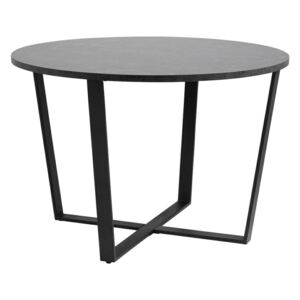 Kulatý (konferenční) stůl Amble, černý podstavec, MDF deska/imitace tmavý mramor, 110 cm
