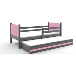 Dětská postel Tami 1 grafit / růžová