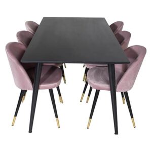Dippel Velvet stolová souprava černá / růžová