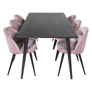 Dippel Velvet stolová souprava černá / růžová
