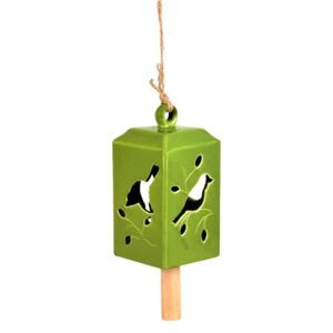 Esschert design Zvonek keramický zelený s ptáčkem 1