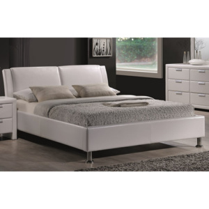 Čalouněná manželská postel 140x200 cm v bílé barvě s roštem KN263