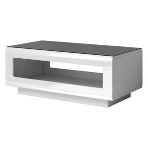 Konferenční stolek HEKTOR HR99 bílý lesk / černé sklo