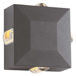 ACA DECOR Venkovní LED nástěnné svítidlo MENFI GREY 5W/230V/3000K/170Lm/4x16°/IP54, tmavě šedé