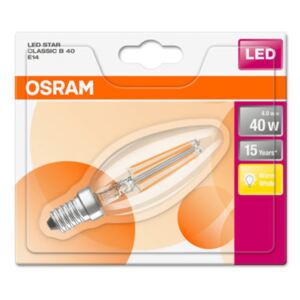 OSRAM LED Filament STAR ClasB 230V 4W 827 E14 / 470lm / 2700K / 15000h / noDIM / A++ / Sklo čiré / Blistr 1ks (4052899941557) - OSRAM LED 230 V, E14, 4 W = 37 W, 99 mm, teplá bílá, čirá, A++ (A++ E) vlákno