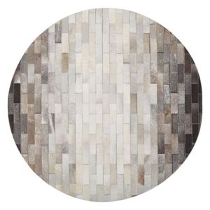 Kulatý kožený patchworkový koberec ø 140 cm hnědý a béžový DUTLAR