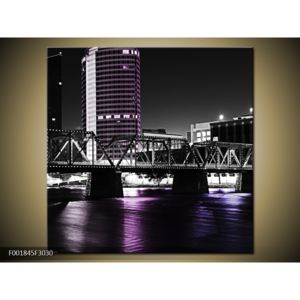 Obraz fialově nasvíceného města (F001845F3030)