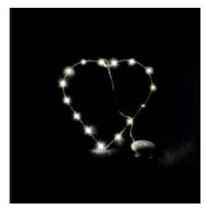 Srdce stříbrná světelná dekorace 15 LED na baterie teplé světlo