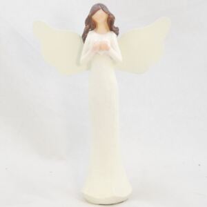 DEKORACEASTYL Figurka anděla v krémových šatech se srdíčkem SF01150141