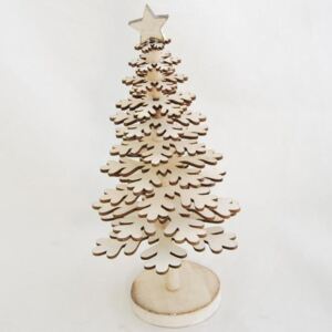 DEKORACEASTYL Dřevěný vánoční stromeček krémový AD156933B