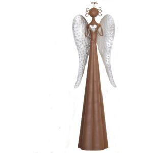 DEKORACEASTYL Kovový anděl se stříbrnými křídly střední SA1782125-26-8