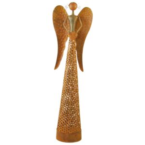 DEKORACEASTYL Rezavý kovový anděl se světýlky malý SA1850017-17