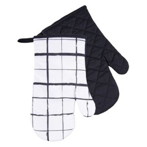 Kuchyňské bavlněné rukavice chňapky BLACK WHITE motiv B, 100% bavlna 18x30 cm Essex
