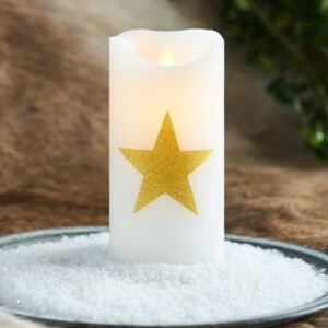 Led bílá svíčka Sara s motivem zlaté hvězdy