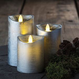 SIRIUS Voskové LED svíčky - 3set, stříbrná