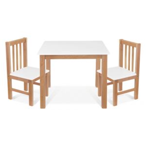 BABY NELLYS Dětský nábytek - 3 ks, stůl s židličkami - přírodní, bílá, A/01
