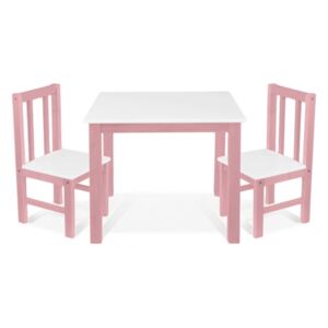 BABY NELLYS Dětský nábytek - 3 ks, stůl s židličkami - růžová , bílá, D/05