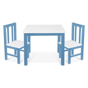 BABY NELLYS Dětský nábytek - 3 ks, stůl s židličkami - modrá , bílá, D/06