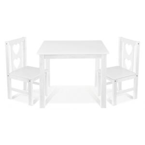 BABY NELLYS Dětský nábytek - 3 ks, stůl s židličkami - bílá, B/07
