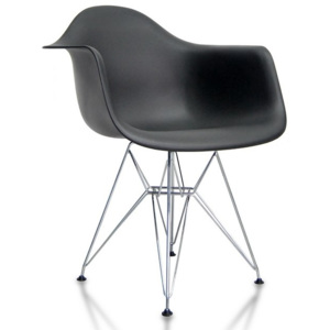 Jídelní plastová židle v černé barvě na kovové konstrukci KN505
