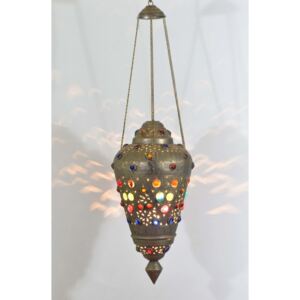Sanu Babu Antik lampa v orientálním stylu s barevnými kameny, ruční práce, cca 30x60cm