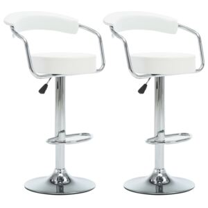 Otočné barové židle z umělé kůže 2 ks - bílé | 52x51x106 cm