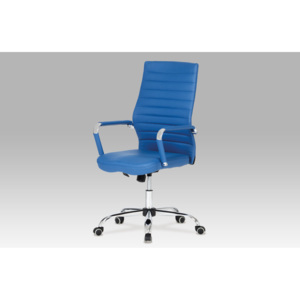 Kancelářská židle s houpacím mechanismem v modré ekokůži KA-Z615 BLUE