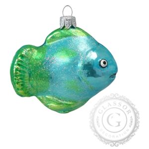 Skleněná ozdoba rybka světle modrá