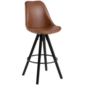 Scandi Hnědá koženková barová židle Damian 76,5 cm
