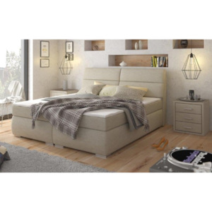 Manželská postel 180x200 cm v tmavě béžové barvě s matrací a úložným prostorem KN1119