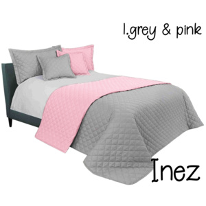 Oboustranný přehoz na postel světle šedá/růžová