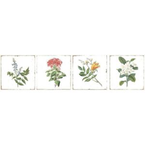 Fabresa Ceramica Forli Flowers Decor lesklý bílý postaršený obklad s dekorem květin 15x15