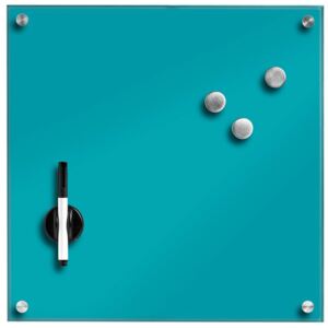 Skleněná magnetická tabule MEMO, barva tyrkysová + 3 magnety, 40x40 cm, ZELLER