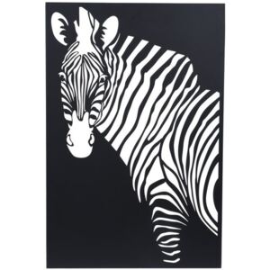 Závěsná kovová dekorace Zebra černá, 30 x 40 cm