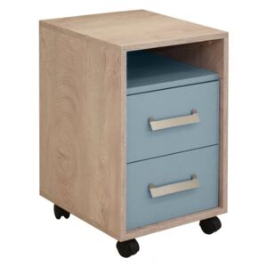 Noční stolek Kinder - dub šedý/modrá