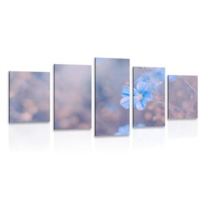 5-dílný obraz modré květy na vintage pozadí